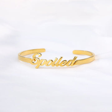 18k Gold Plated Personalized Name Cuff Bracelet for Women - Bracelets - Ornaments Co - Ornaments Co - Gold - 3 mm - 