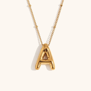 Balloon Bubble Initial Letter Necklace - Necklaces - Ornaments Co - Ornaments Co - 18K Gold Plated - 