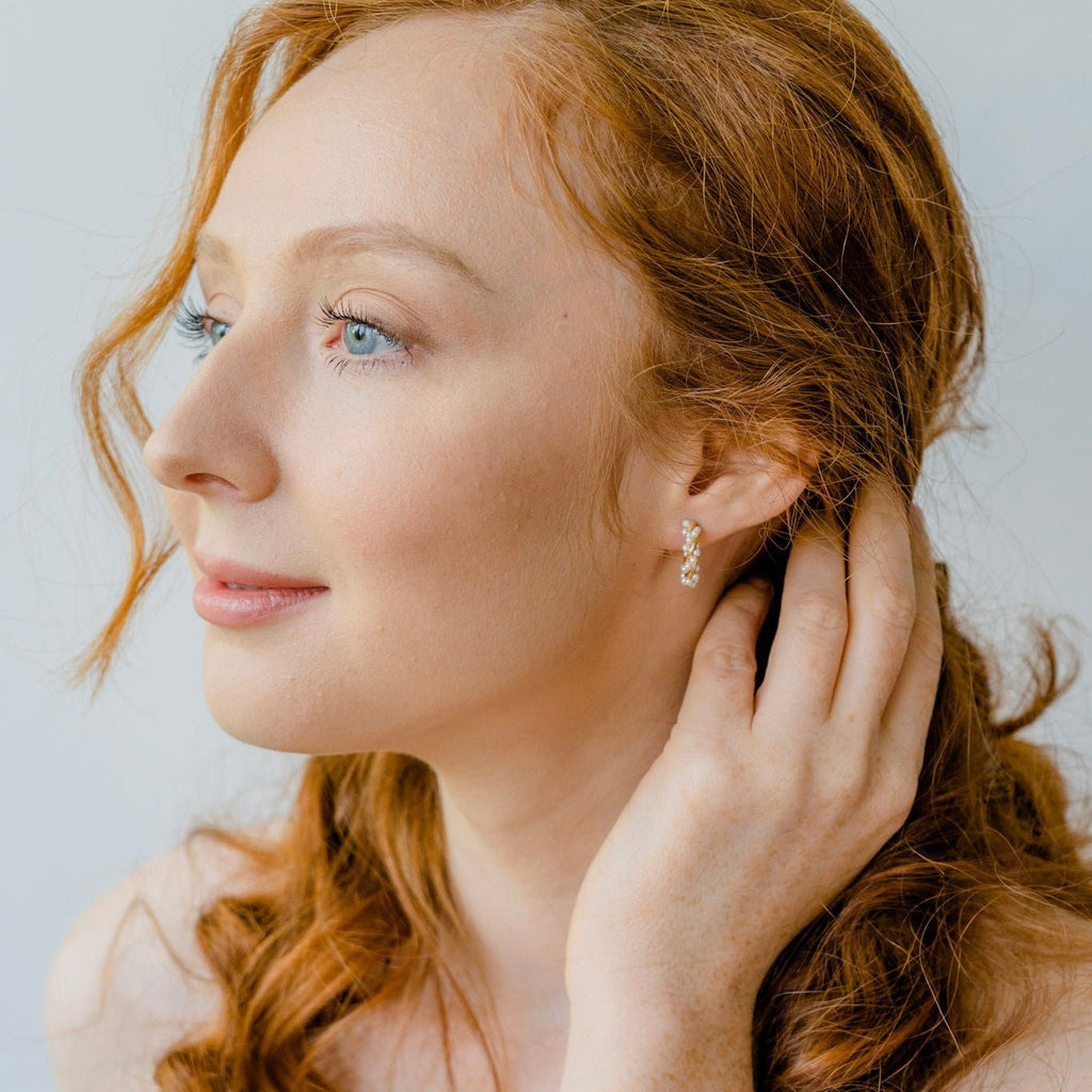 Bridal Pearl Hoop Earrings - Ornaments Co - 18K Gold Plated