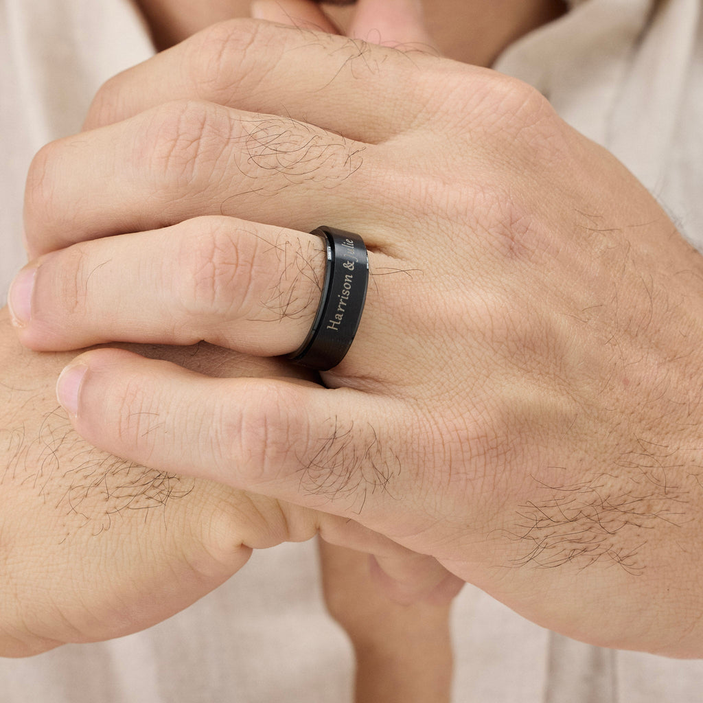 Custom Engraved Spinner Ring For Men - Ornaments Co - 18K Gold Plated