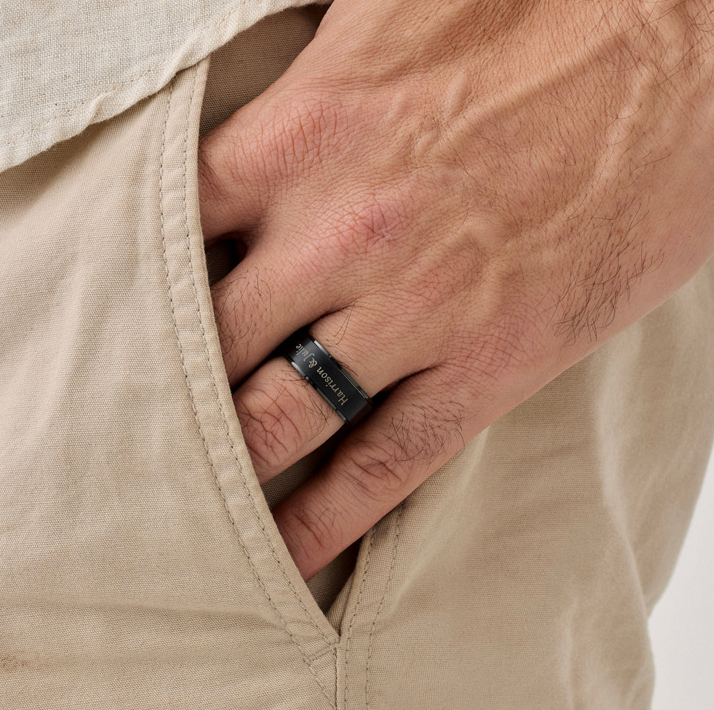 Custom Engraved Spinner Ring For Men - Ornaments Co - 18K Gold Plated