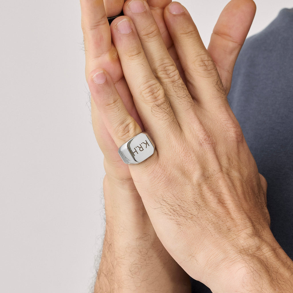 Custom Square Signet Ring For Men - Ornaments Co - 18K Gold Plated