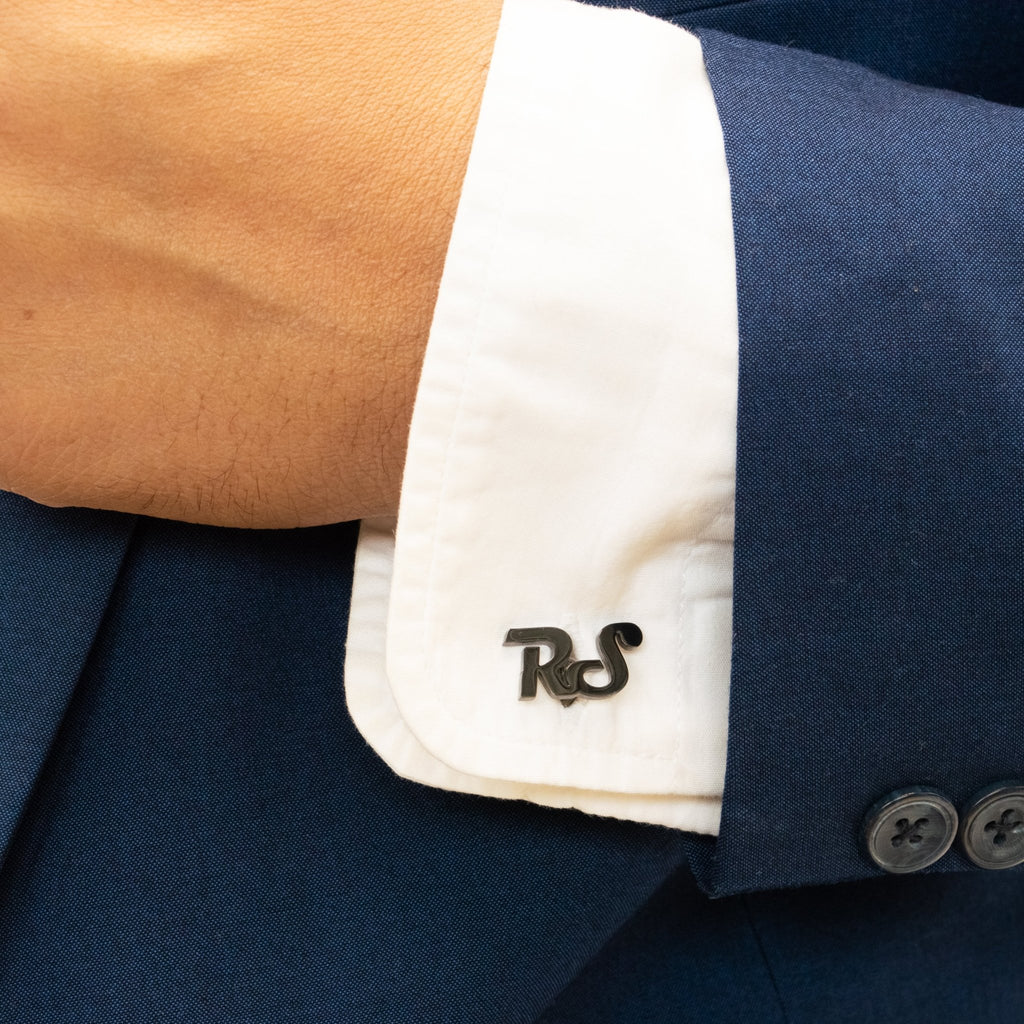 Emblem Initials Cufflinks - Ornaments Co - Surgical Stainless Silver