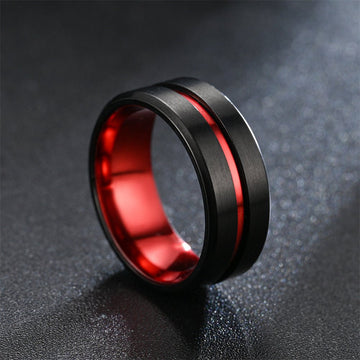 Mens Tungsten Stainless Steel Ring For Men Ring - Rings - Ornaments Co - Ornaments Co - Red - 7 US - 