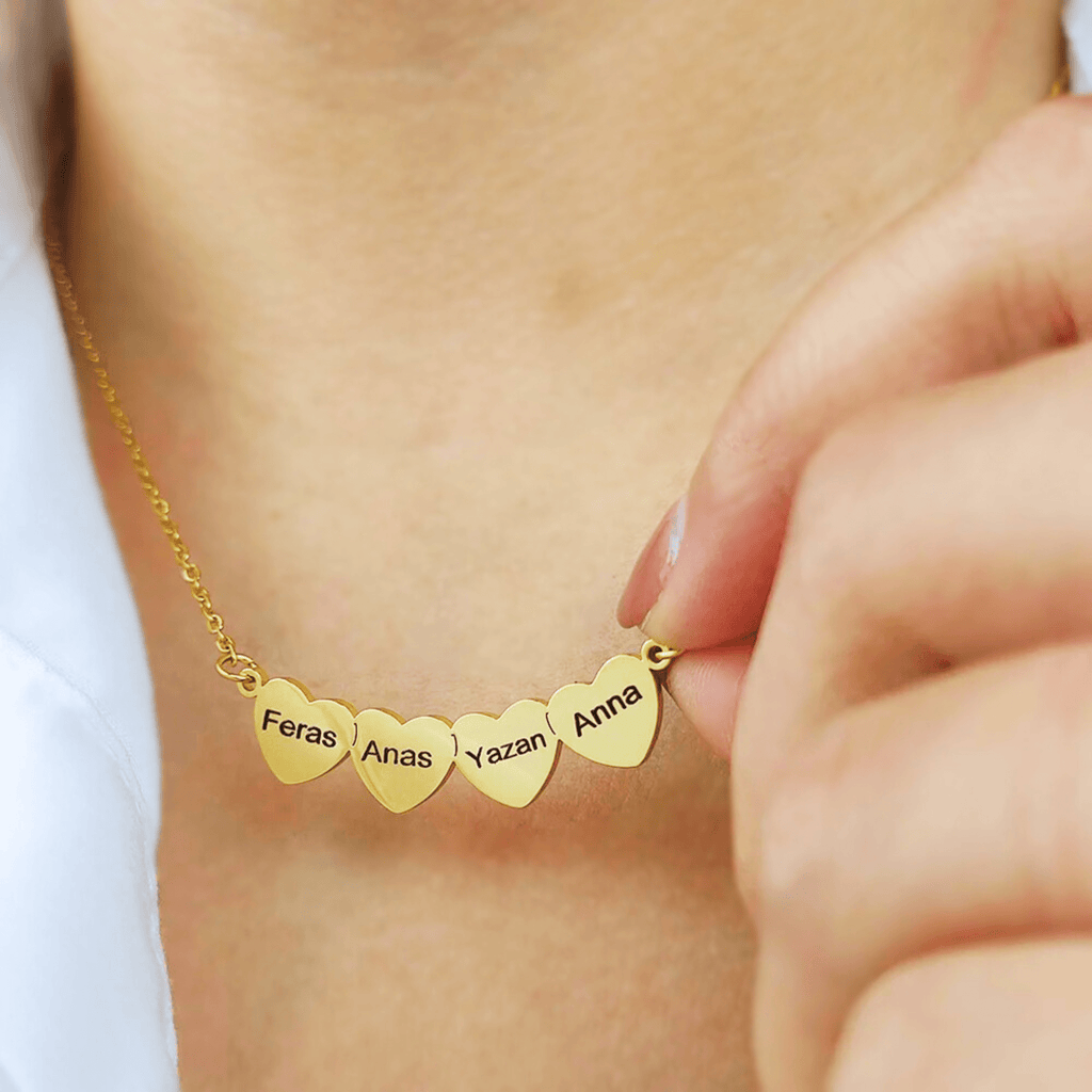 Mini Hearts Name Necklace For Women - Necklaces - Ornaments Co - Ornaments Co - 18K Gold Plated - 14 Inches - 1