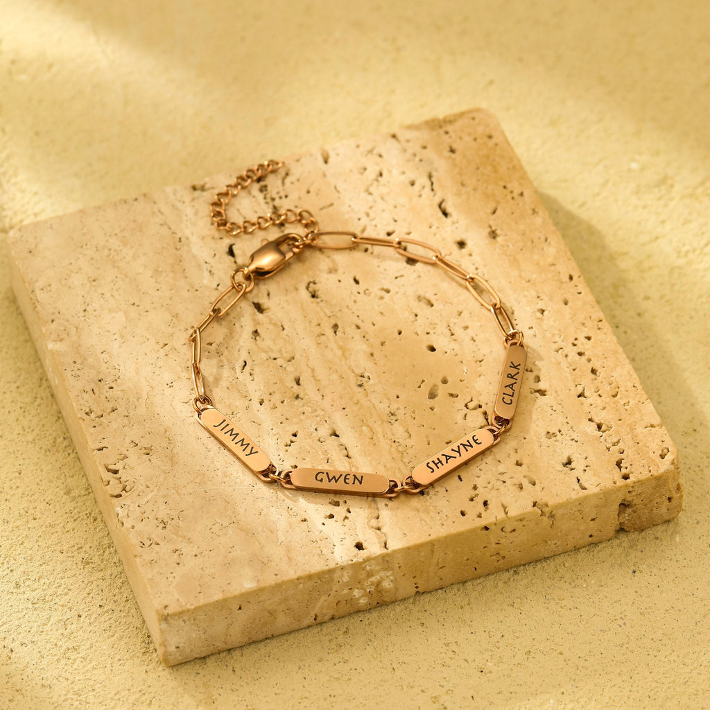 Paperclip Chain Link Bar Bracelet - Ornaments Co - 18K Gold Plated