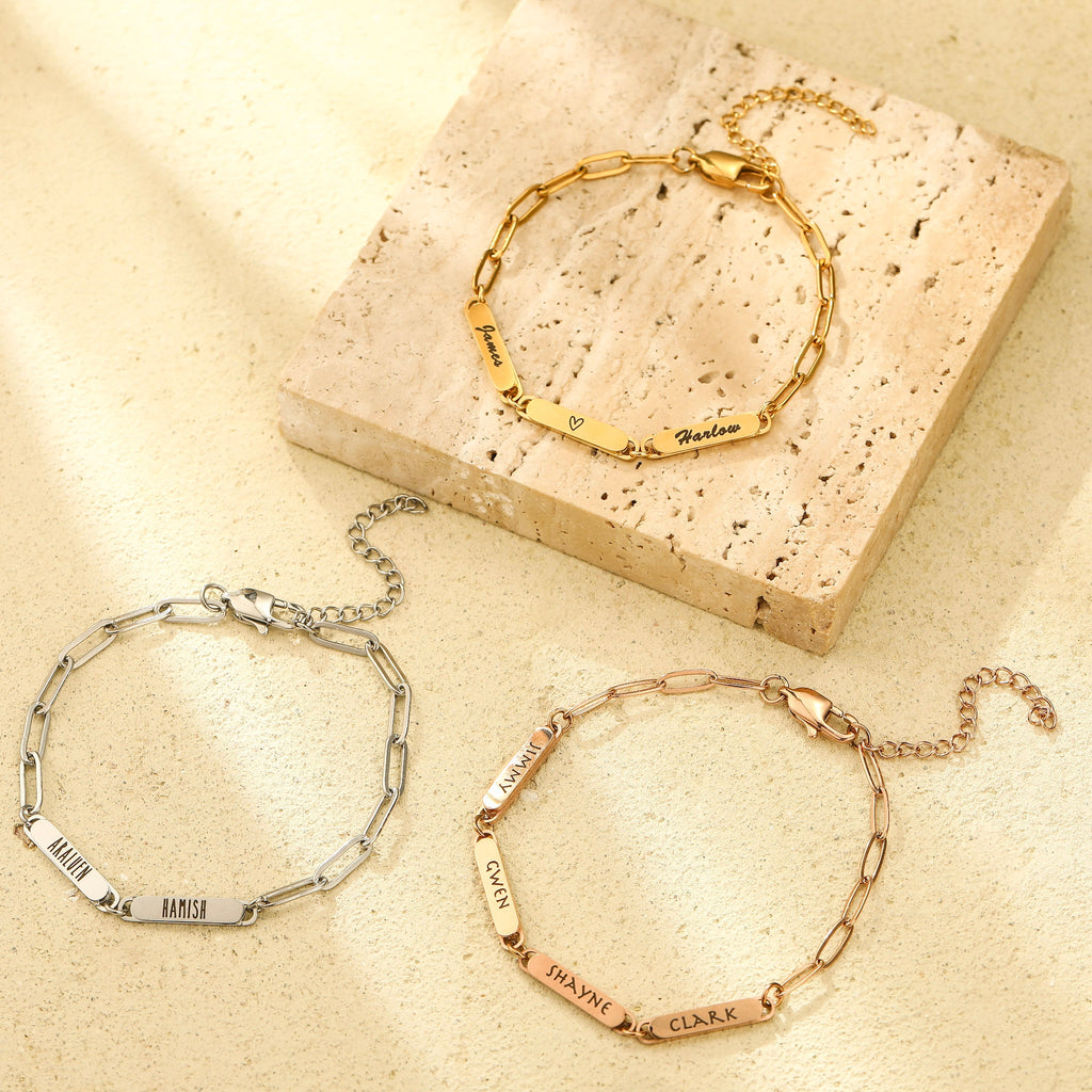 Paperclip Chain Link Bar Bracelet - Ornaments Co - 18K Gold Plated