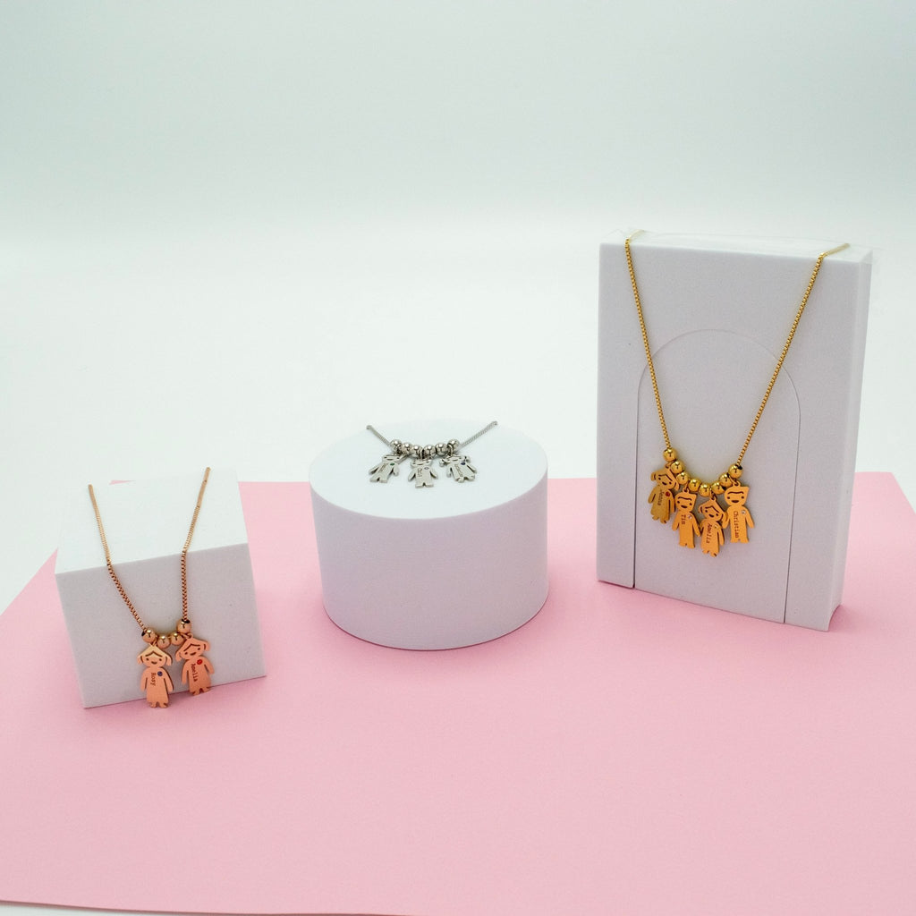 Personalized Boy Girl Engraved Charm Kids Name Necklace - Ornaments Co - 18K Gold Plated