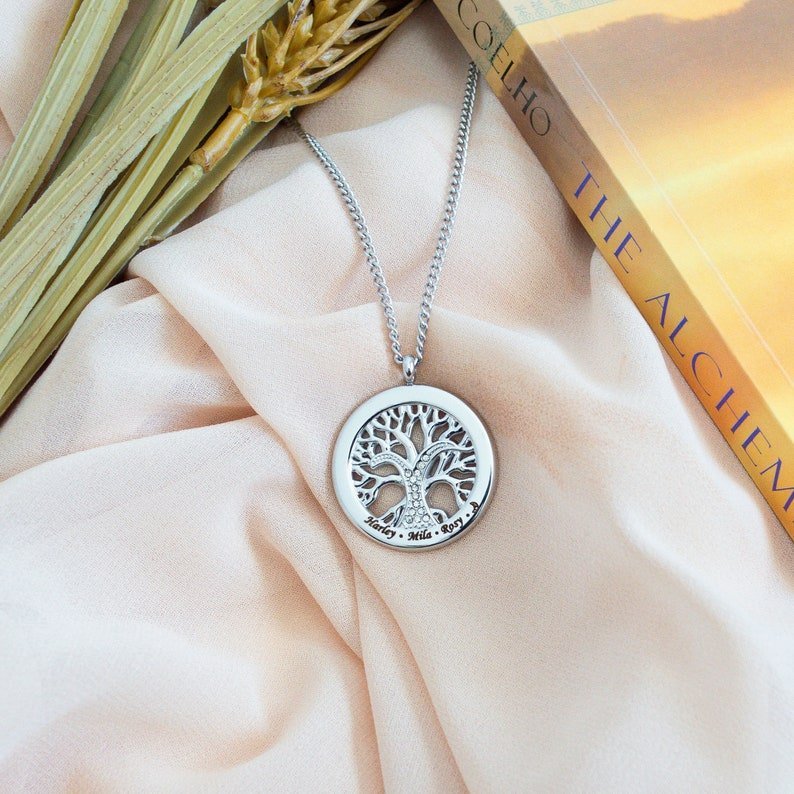 Personalized Family Tree Necklace For Mom - Ornaments Co - 18K Gold Plated