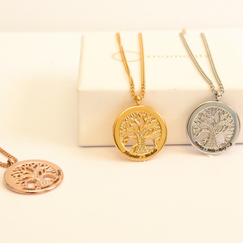 Personalized Family Tree Necklace For Mom - Ornaments Co - 18K Gold Plated
